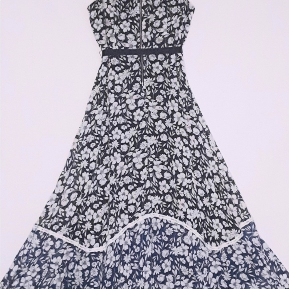 Gabby Skye Blue White Floral Maxi Dress Size 16